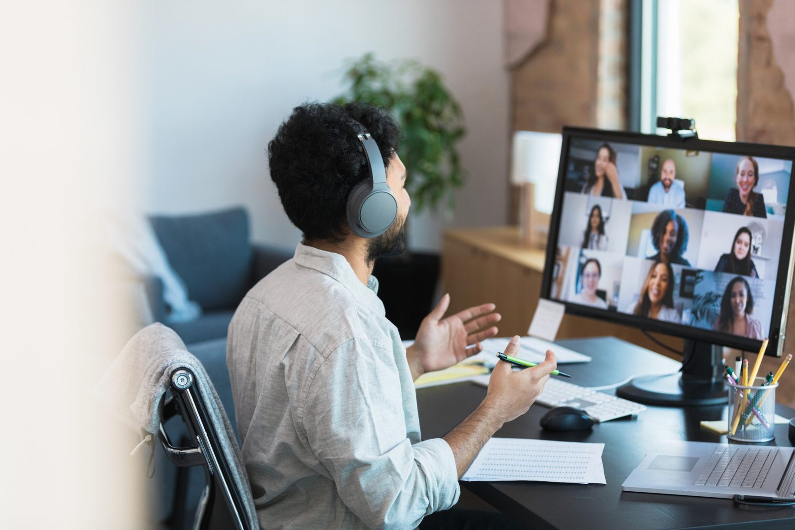 Laptop showing people in a group chat